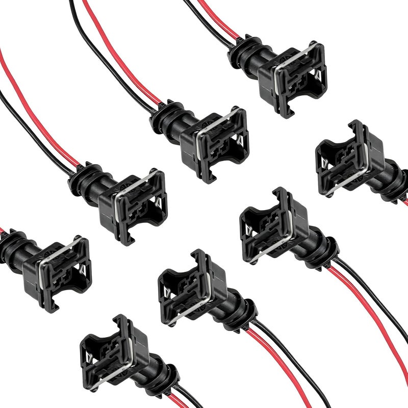 NYTKL 8 PCS Fuel Injector Connector, EV1 OBD1 Typre Plug Wire Harness Pigtail Wiring Loom, Plug-in Adapter Fuel Injector Socket with 18 AWG Extended Wires, Car Accessories - Image 1